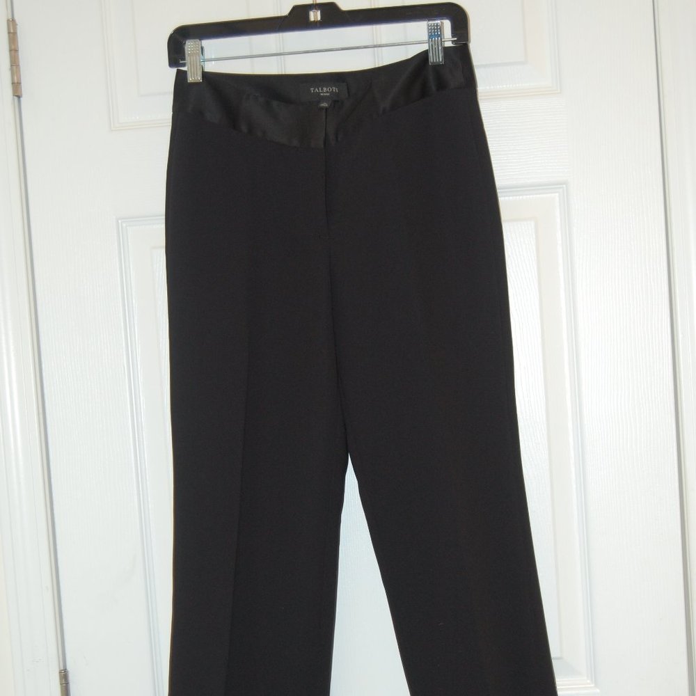 TALBOTS Heritage Women's  Black Satin Trimmed Dress Pants Size 2 Petite